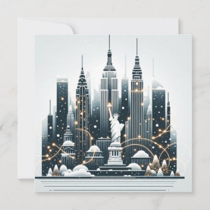 New Yorker Weihnachtseleganz - Anpassbare Weihnach Einladung