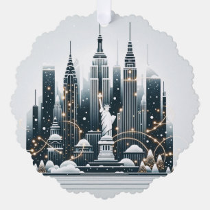 New Yorker Weihnachtseleganz - Anpassbare Weihnach Ornament Karte