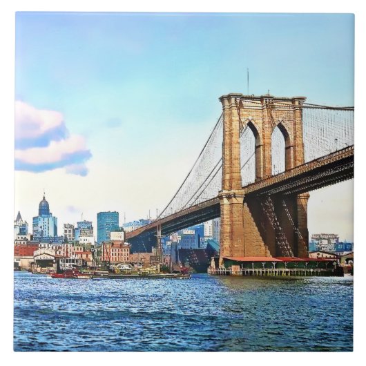 New Yorker Widerlager der Brooklyn Bridge Fliese (Vorderseite)
