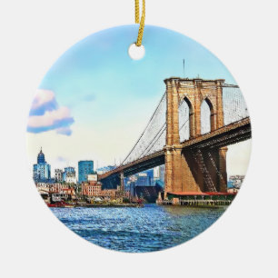 New Yorker Widerlager der Brooklyn Bridge Keramik Ornament