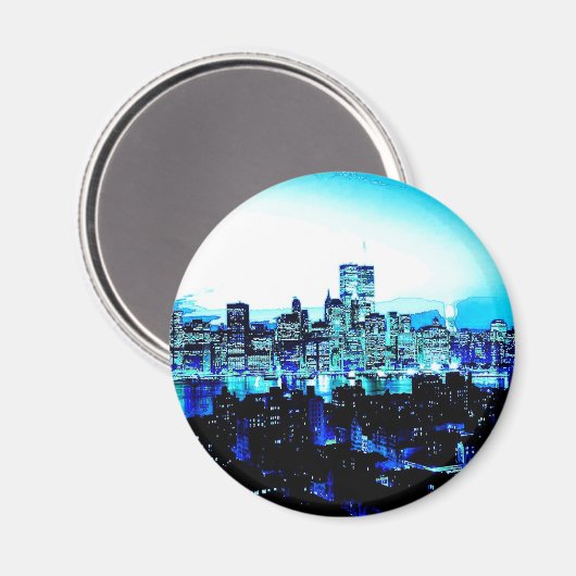 New Yorker Wolkenkratzer bei Nacht Magnet (Vorderseite/Rückseite)