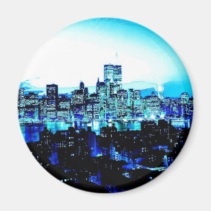 New Yorker Wolkenkratzer bei Nacht Magnet