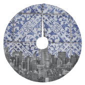 New Yorker Wolkenkratzer treffen auf portugiesisch Fleece Weihnachtsbaumdecke (Vorderseite)