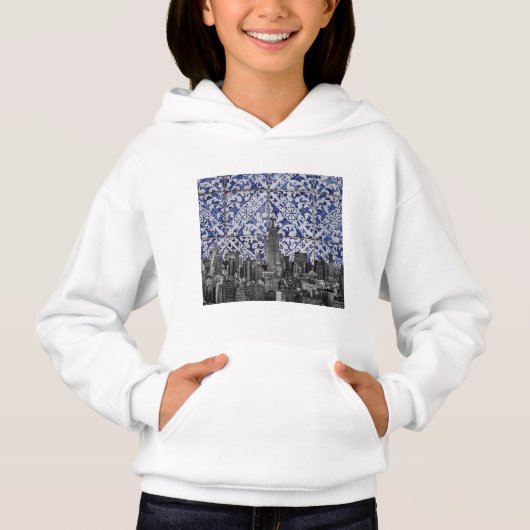 New Yorker Wolkenkratzer treffen auf portugiesisch Hoodie (Vorderseite)
