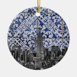 New Yorker Wolkenkratzer treffen auf portugiesisch Keramik Ornament