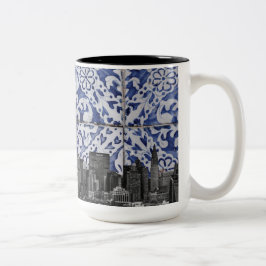 New Yorker Wolkenkratzer treffen auf portugiesisch Zweifarbige Tasse