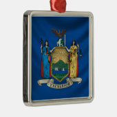 New- Yorkflagge Silbernes Ornament (Rechts)