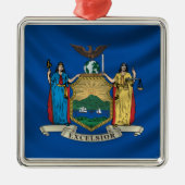 New- Yorkflagge Silbernes Ornament (Vorne)