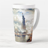 New- Yorkfreiheitsstatue Hafen kennzeichnet Latte Milchtasse (Rechte Ecke)