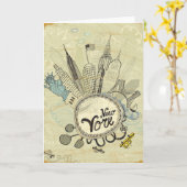 New- Yorkgekritzel-Plakat Karte (Gelbe Blume)