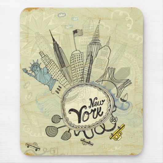 New- Yorkgekritzel-Plakat Mousepad (Vorne)