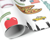 New- Yorkikonen-Muster durch Obstgarten drei Geschenkpapier (Rolleneckpunkt)