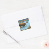 New YorkMoose Drinks am See Quadratischer Aufkleber (Umschlag)