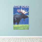 New YorkMoose im Mondlicht Leinwanddruck (Insitu (Holzboden))