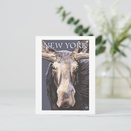 New YorkMoose Up Nah Postkarte (Stehend Vorderseite)