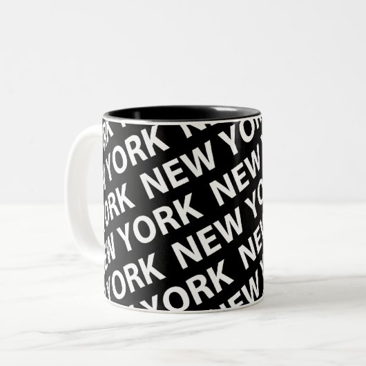 New- Yorkmuster-Weiß Zweifarbige Tasse (Vorderseite Links)
