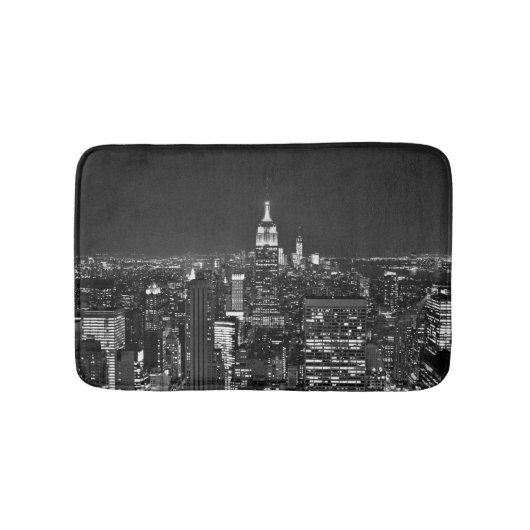 New- YorknachtSkyline in Schwarzweiss Badematte (Vorderseite)