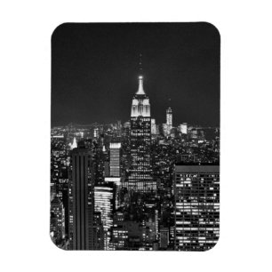 New- YorknachtSkyline in Schwarzweiss Magnet