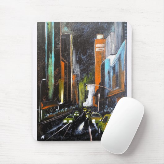 New Yorks Electric Midnight Painting - Alfred Fox Mousepad (Mit Mouse)