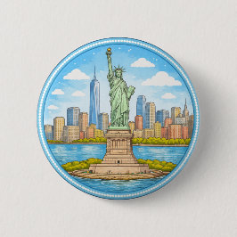 New York's Statue Of Liberty Button