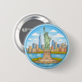 New York's Statue Of Liberty Button (Vorne & Hinten)