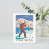 New YorkSkier Carry Skis Postkarte (Stehend Vorderseite)