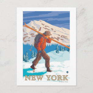 New YorkSkier Carry Skis Postkarte
