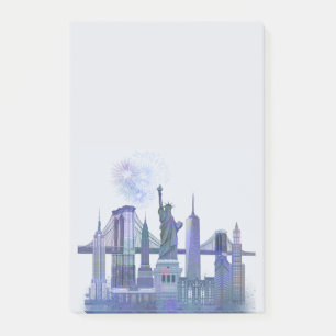 New- YorkSkyline - Aquarell-Blau Post-it Klebezettel