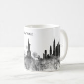 New- YorkSkyline-Aquarell-Schwarz-minimales Kaffeetasse (VorderseiteRechts)