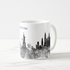 New- YorkSkyline-Aquarell-Schwarz-minimales Kaffeetasse