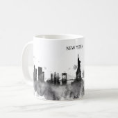 New- YorkSkyline-Aquarell-Schwarz-minimales Kaffeetasse (Vorderseite Links)