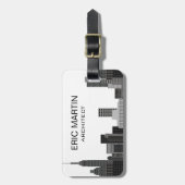 New Yorkskyline-grauer moderner personalisierter Gepäckanhänger (Vorderseite vertikal)