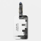 New Yorkskyline-grauer moderner personalisierter Gepäckanhänger (Rückseite vertikal)