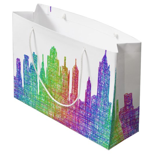 New- YorkSkyline Große Geschenktüte (Rückseite Schrägansicht)