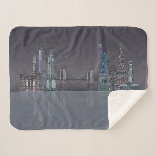New- YorkSkyline-Nachtreflexionen Sherpadecke (Vorderseite (Horizontal))