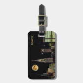 New- YorkSkyline nachts mit Vollmond Gepäckanhänger (Vorderseite vertikal)