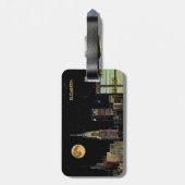 New- YorkSkyline nachts mit Vollmond Gepäckanhänger (Rückseite vertikal)