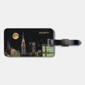 New- YorkSkyline nachts mit Vollmond Gepäckanhänger (Rückseite horizontal)
