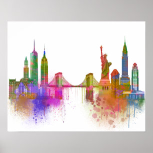New- YorkSkyline - Regenbogen Poster