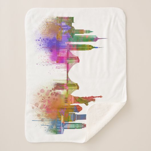 New- YorkSkyline - Regenbogen Sherpadecke (Vorderseite)