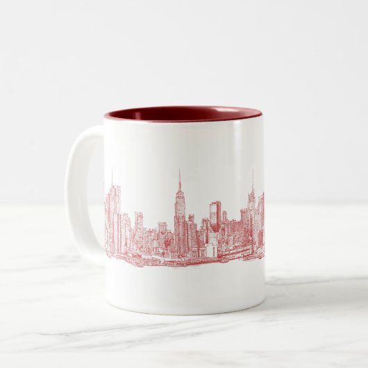 New- YorkSkyline rosarot Zweifarbige Tasse (Vorderseite Links)