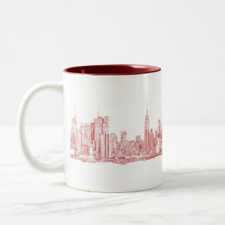 New- YorkSkyline rosarot Zweifarbige Tasse