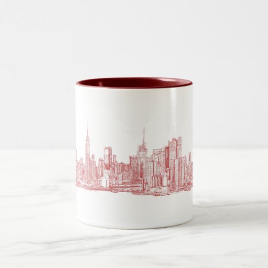 New- YorkSkyline rosarot Zweifarbige Tasse (Mittel)
