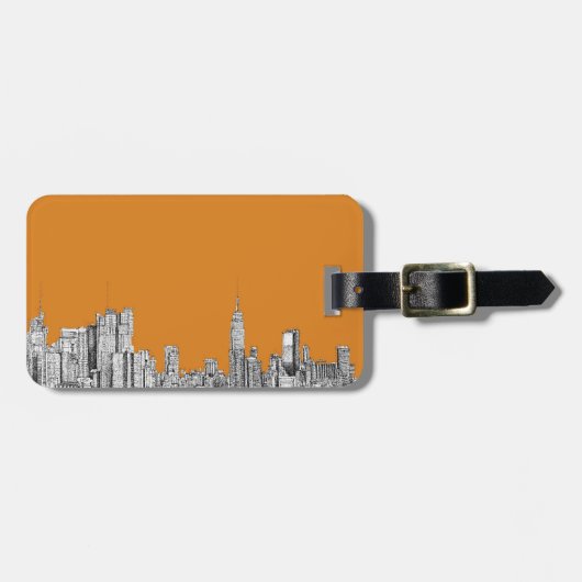 New- YorkSkylineorange Gepäckanhänger (Vorderseite horizontal)