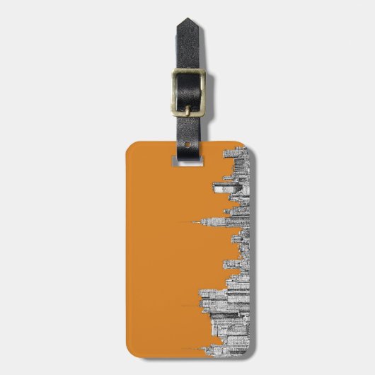 New- YorkSkylineorange Gepäckanhänger (Vorderseite vertikal)