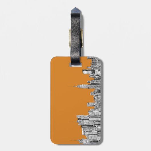 New- YorkSkylineorange Gepäckanhänger (Rückseite vertikal)