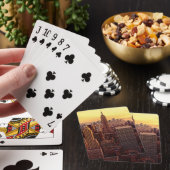 New Yorkskylinestadt mit Reich-Staat Spielkarten (In Situ)