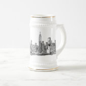 New- YorkSkylinetinten-Bier Stein Bierglas (VorderseiteRechts)