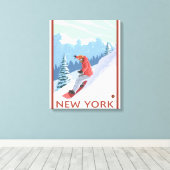 New YorkSnowboarder Scene Leinwanddruck (Insitu (Holzboden))