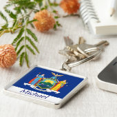 New- YorkStaats-Flagge personalisiert Schlüsselanhänger (Seite)